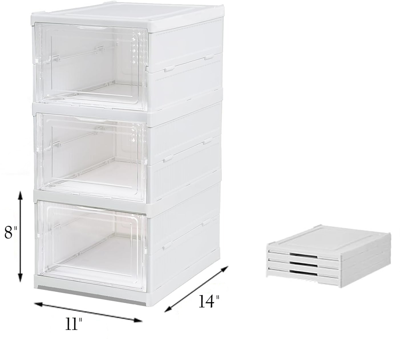 3 Layer Foldable Storage Rack for Shoes | Slippers & Books | White