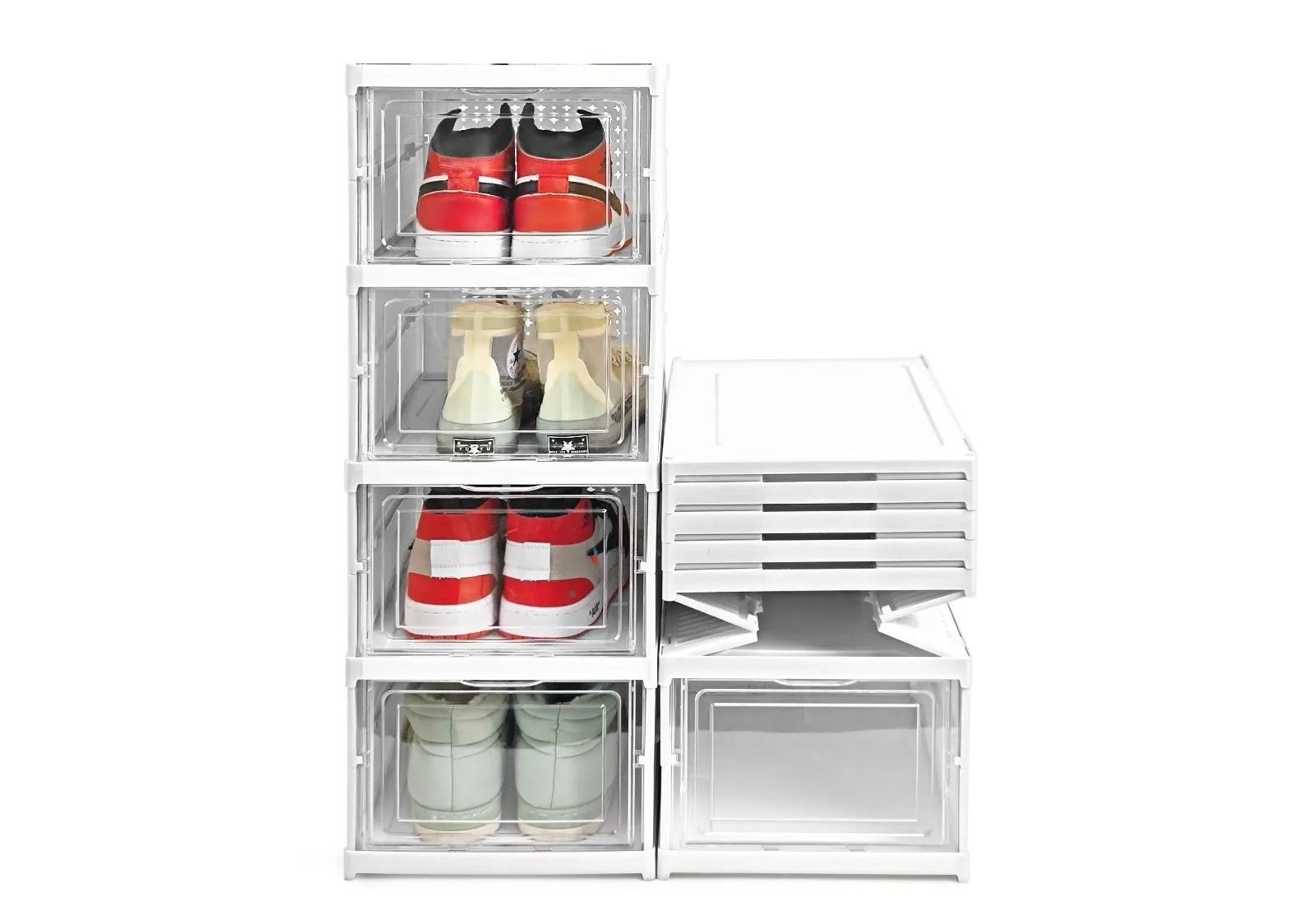 4 Layer Foldable Storage Rack for Shoes | Slippers & Books | White
