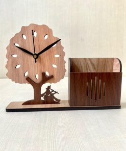 Wooden Table Clock & Holder Tp07
