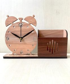 Wooden Table Clock & Holder Tp09