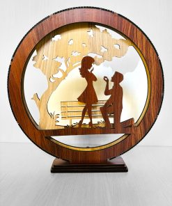 Wooden Lighting Showpiece Couple Design