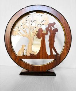 Wooden Lighting Showpiece Couple And Children Design