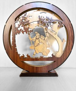 Wooden Lighting Showpiece Radha Krishna Design