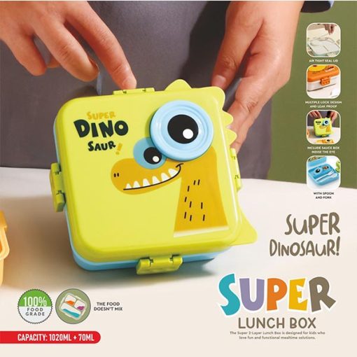Lunch Box Super Cartoon Shape Pattern Lunch Box | Leak Proof | 1120 ML + 70 ML - Image 3