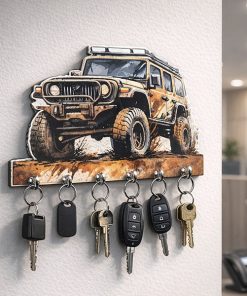 Off-Road Jeep Wall Mounted Key Holder Rack with 6 Hooks Size: 6x8inch